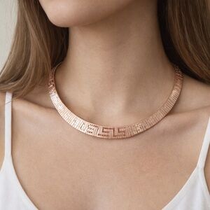 Mia Fiore 14k Rose Gold Plated Bronze Collar Necklace Italy